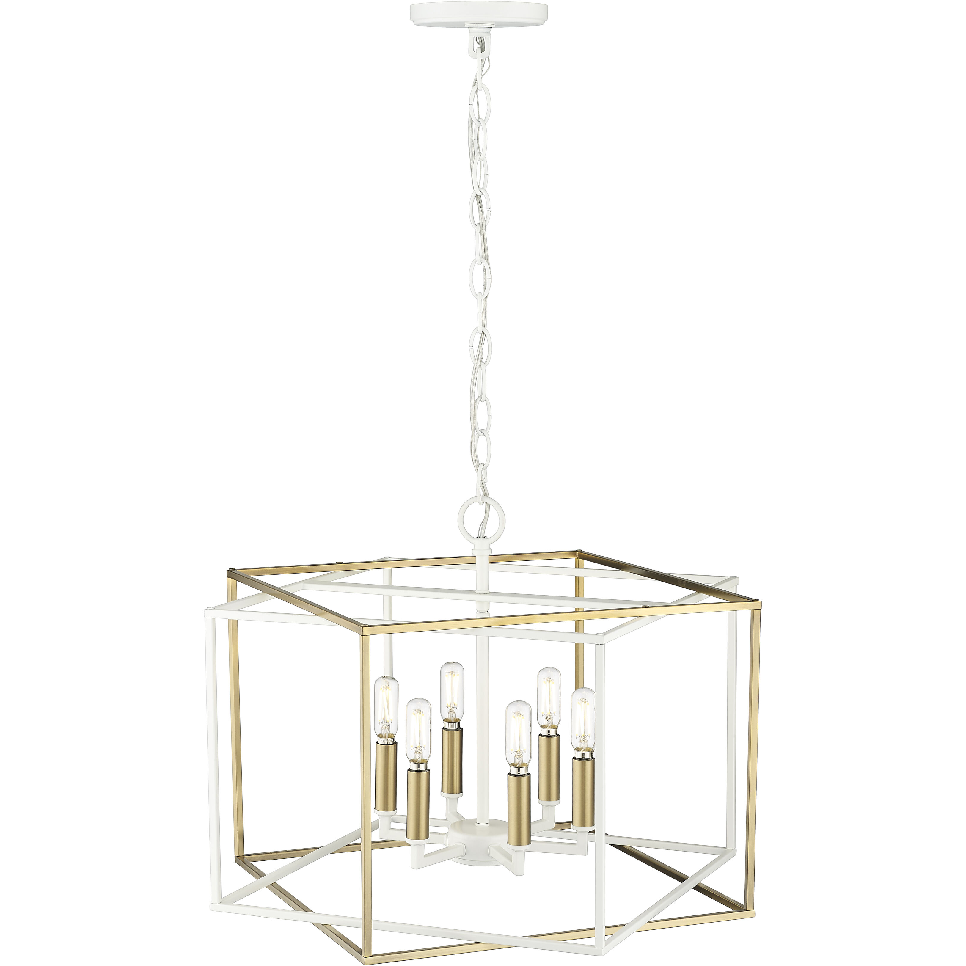 Lowe 6 Light 22 inch Matte White/Vintage Brass Pendant Ceiling Light